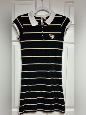 Garal Girl Wake Forest University Striped Polo Dress Kids XL (11-12) Black/Gold